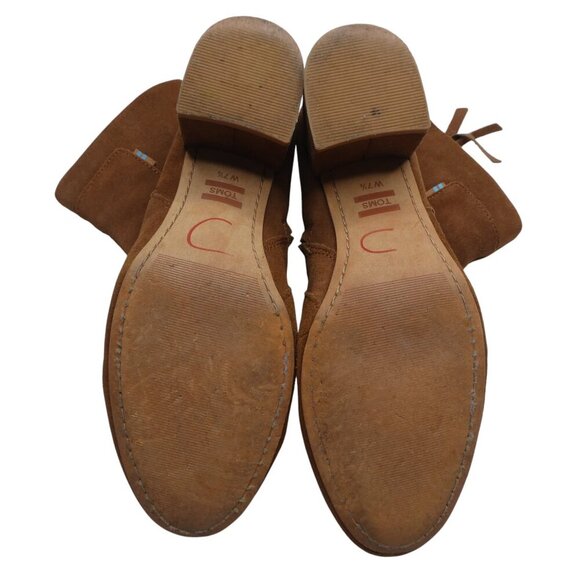 Toms Evie Brown Suede Heeled Ankle Boots Womens 7.5 - Picture 10 of 13